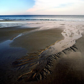 Frozen Cape Cod beach in winter
